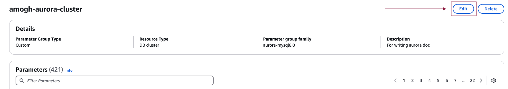 Изменить группу параметров